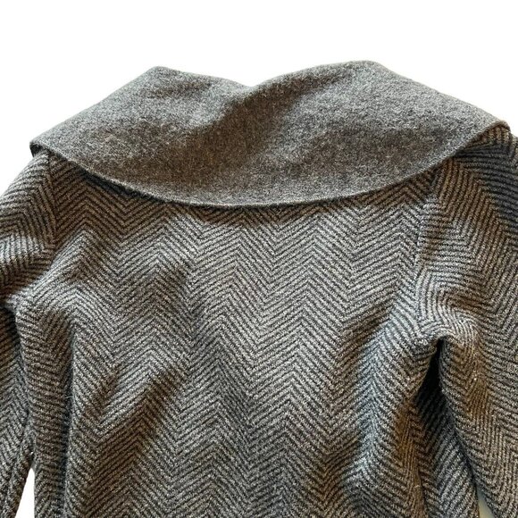 A Giannetti Womens Jacket Merino Wool Small Flower Herringbone Snap Close - Picture 3 of 14